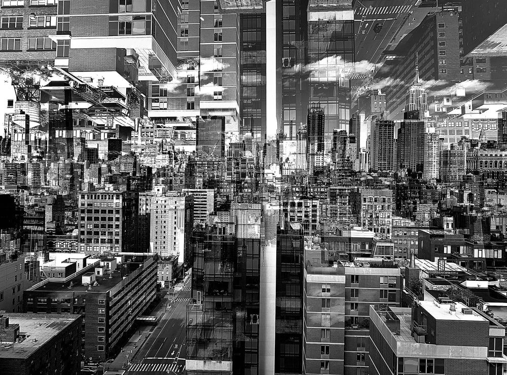 black and white concrete jungle upside down